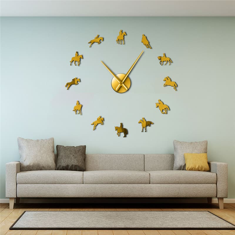 Horse Riding 3D Acrylic Mirror Wall Clock