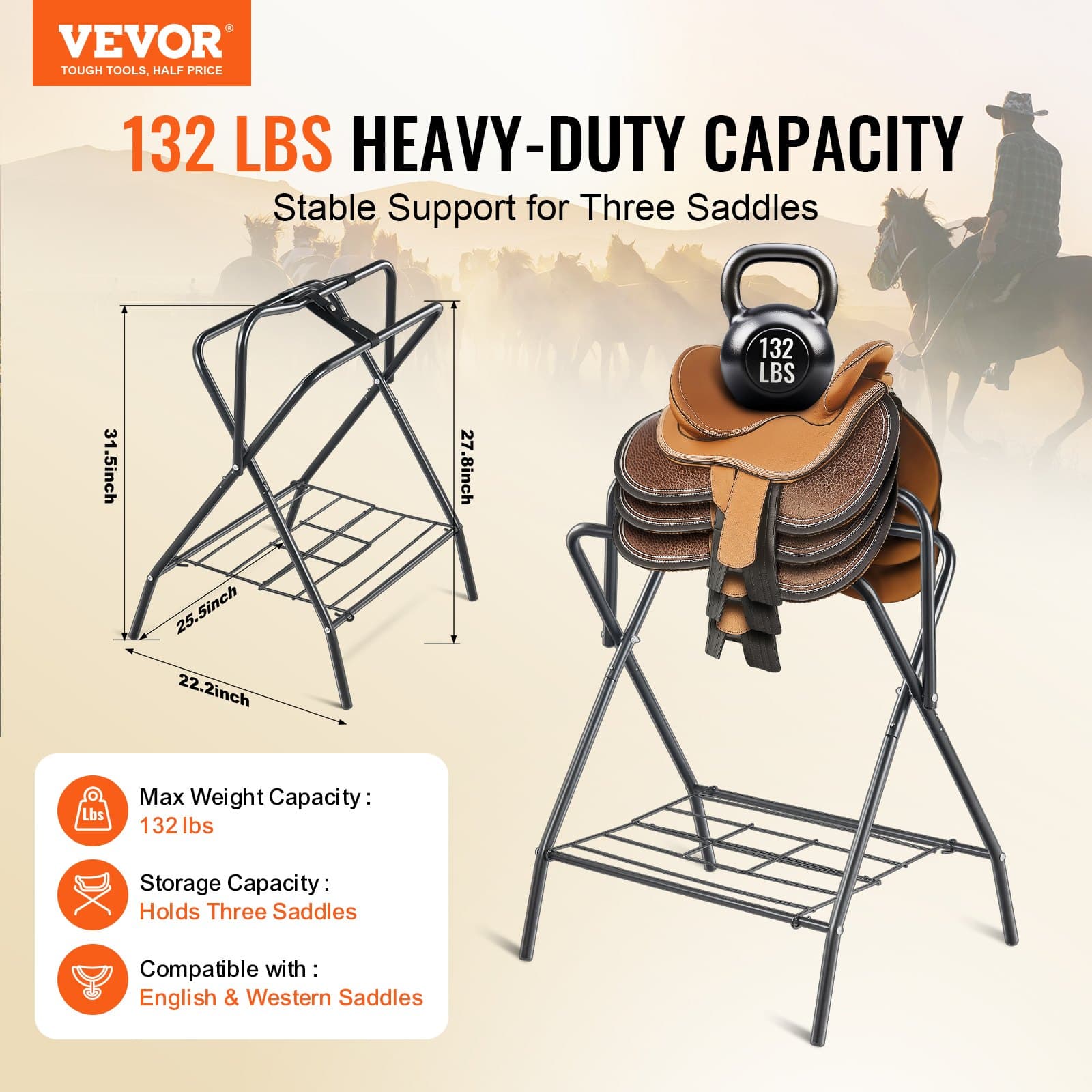 Folding Freestanding Saddle Rack