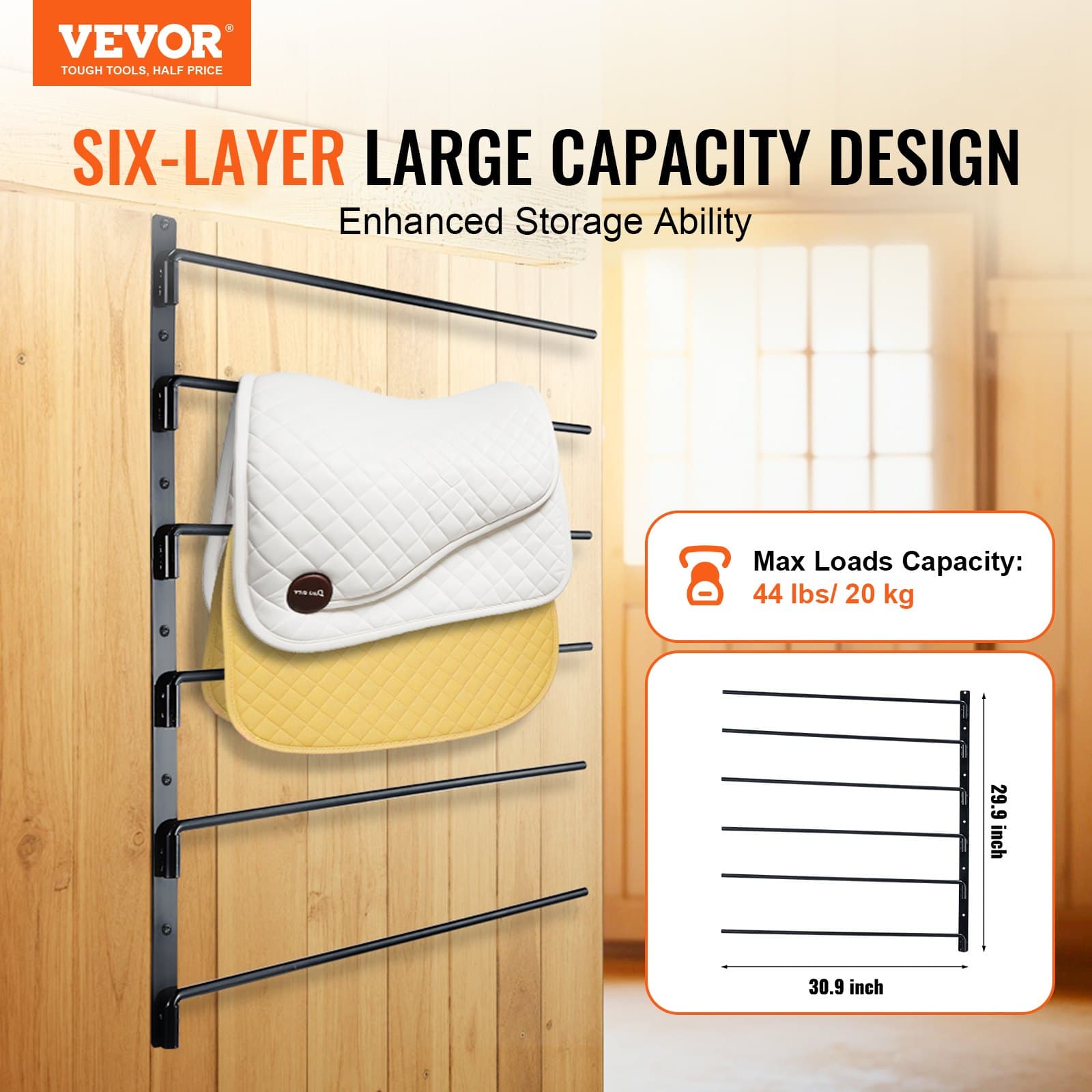 Wall-Mounted Saddle Rack, 6-Tier