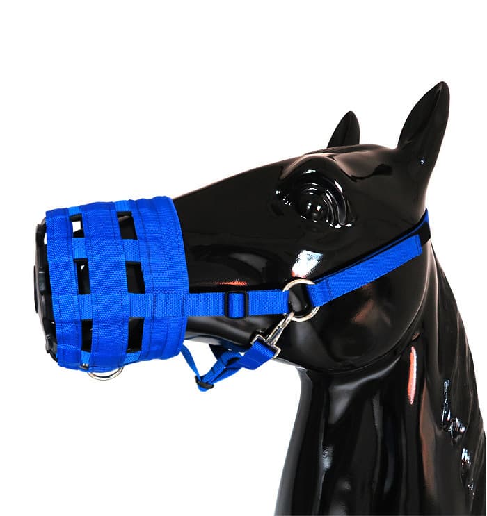Anti-bite horse muzzle with padded noseband